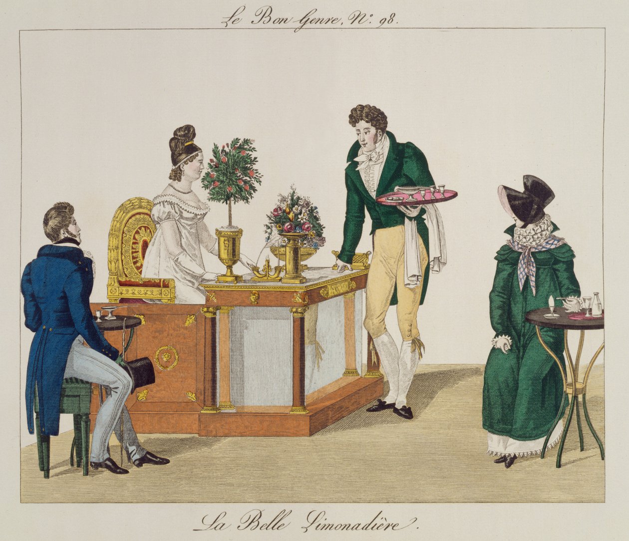 O vendedor bela limonada, placa 98 de le Bon Genre, c.1810 (gravura de cor) de French School