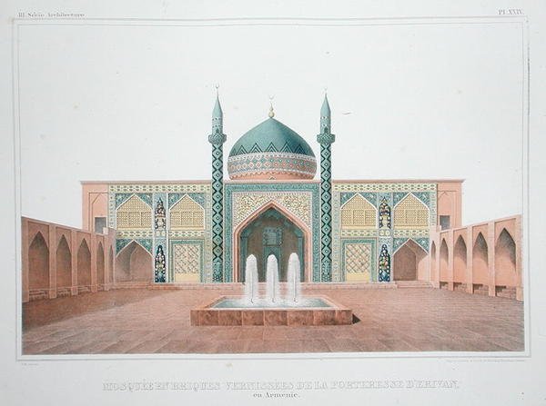 A Mesquita Azul, Yerevan, Armênia (cor litho) de French School