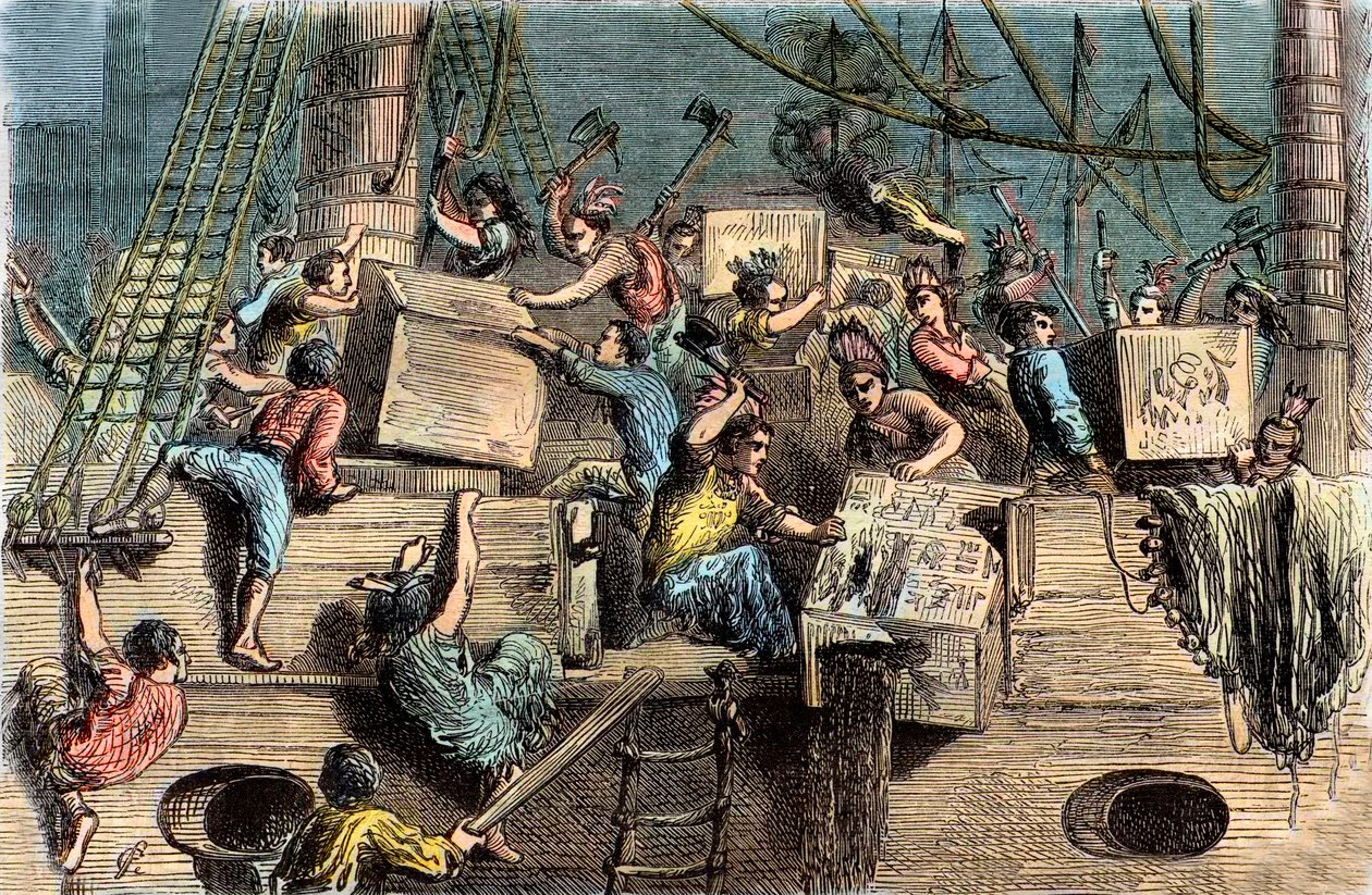 O Boston Tea Party, 6 de dezembro de 1773. de French School