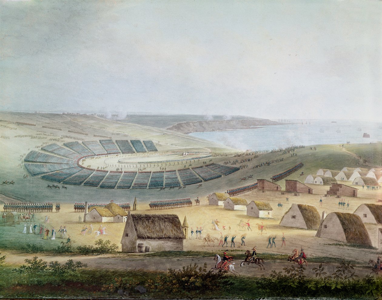 O acampamento em Boulogne em julho de 1804, 1809 (wc no papel) de French School