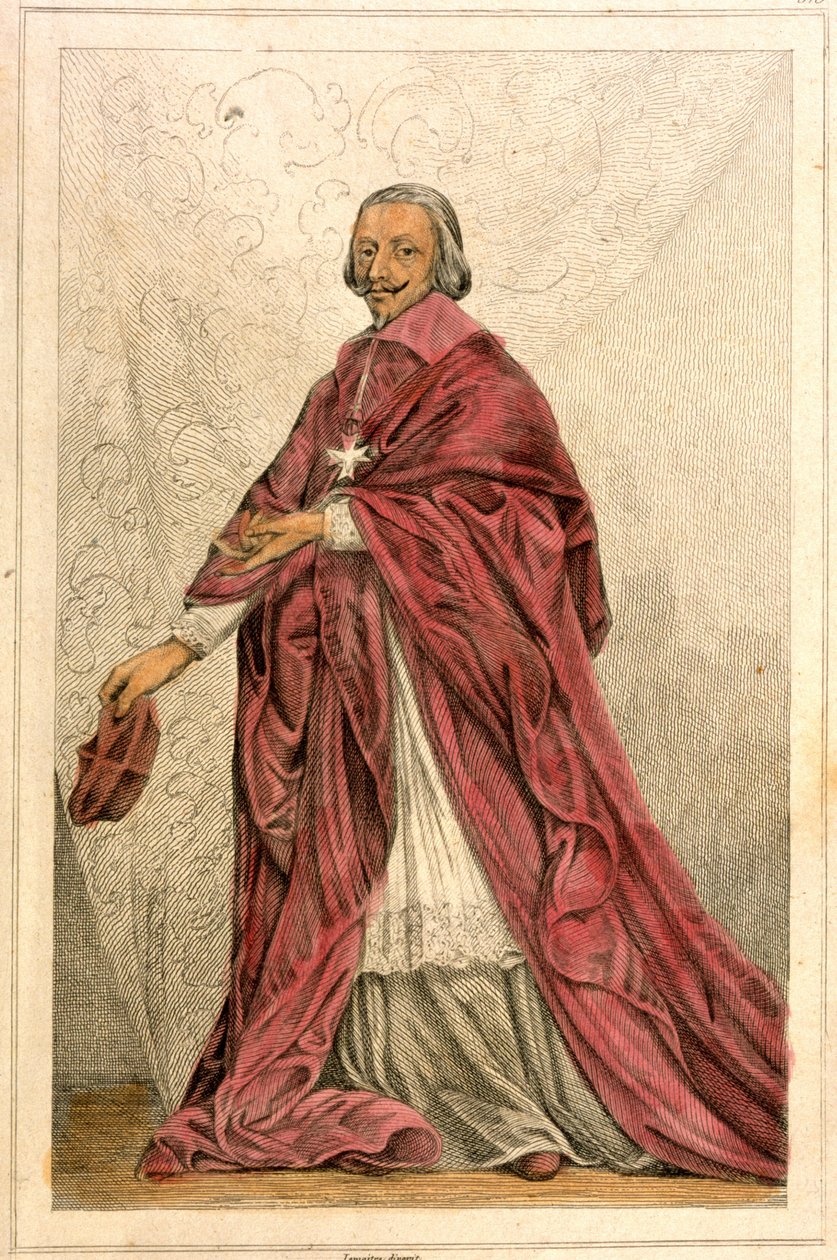 O Cardeal de Richelieu (1585- 1642) - Gravura do século XIX. de French School