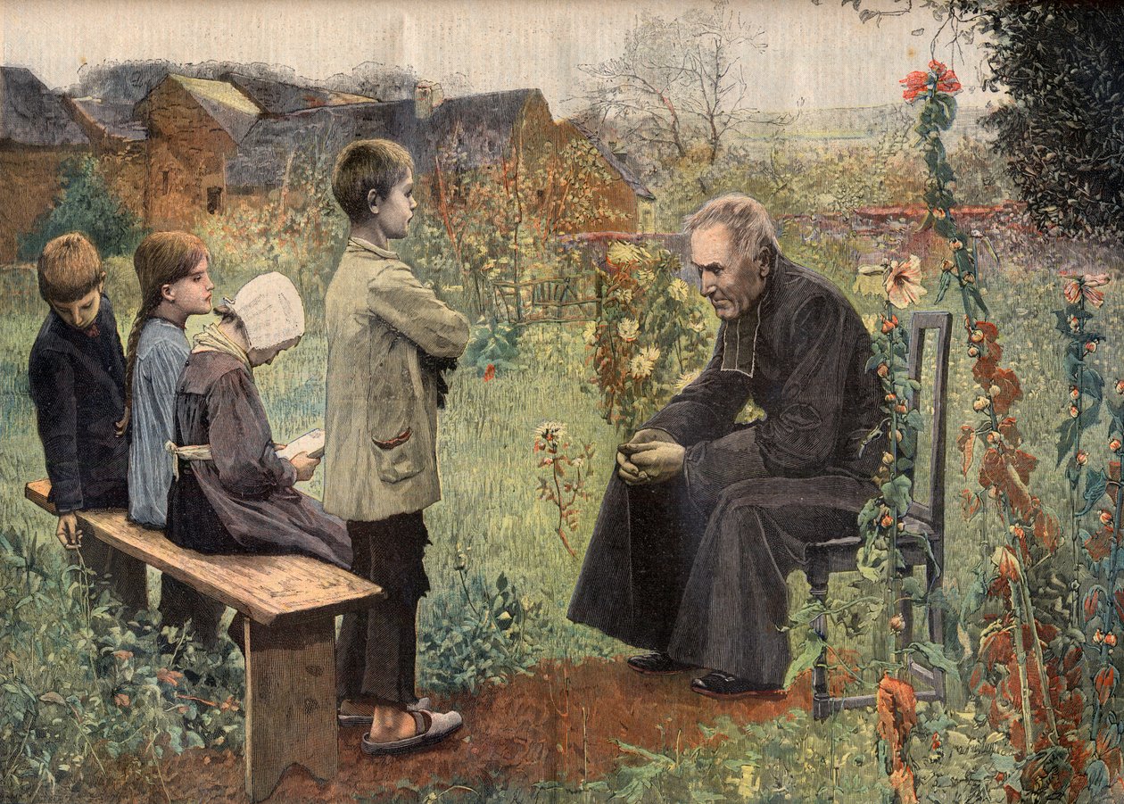 A lição de catecismo no "Le Petit Journal", junho de 1898 (gravura) de French School