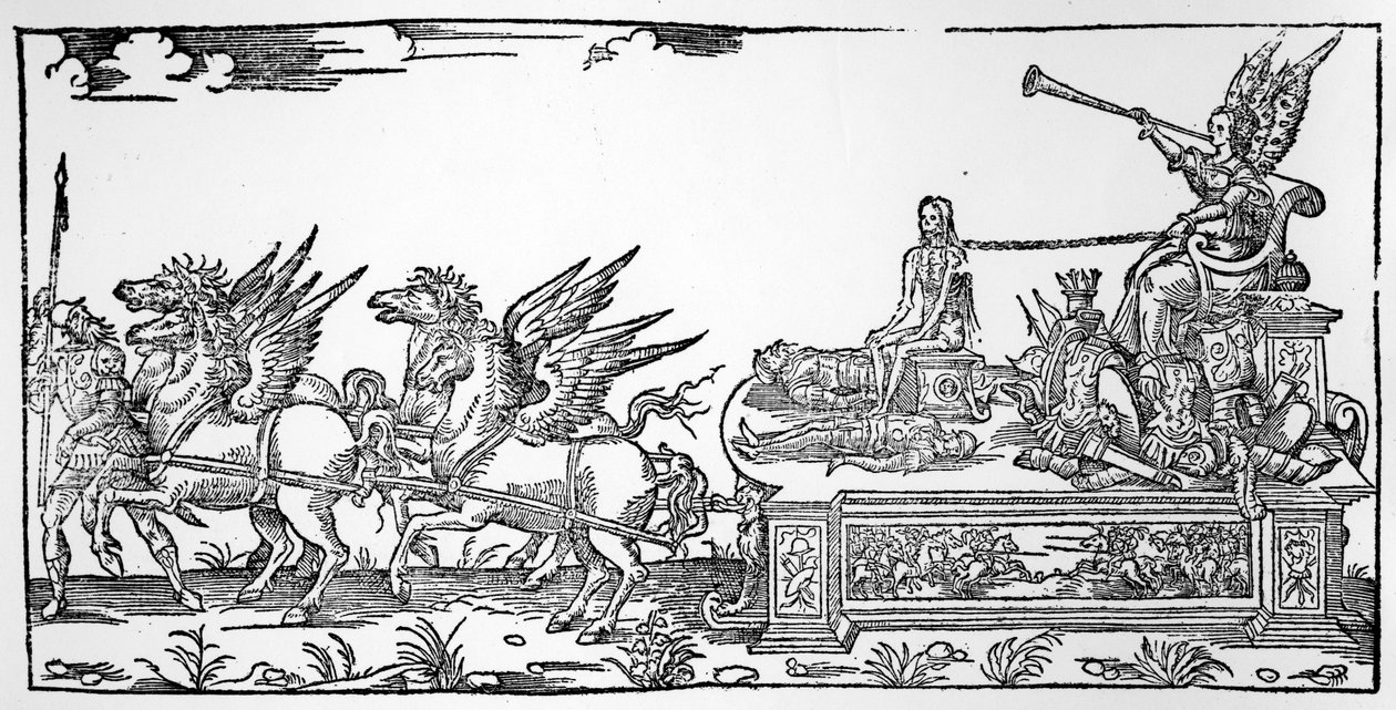O Chariot of Fame, parte do Triunfo de Henri II, publicado em 1551 de French School