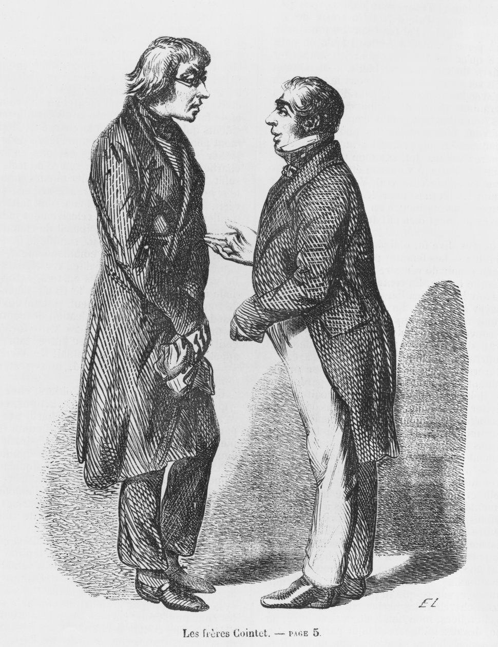 Os irmãos Cointet, ilustração de &39;ilusões perdidas&39; por Honore de Balzac de French School