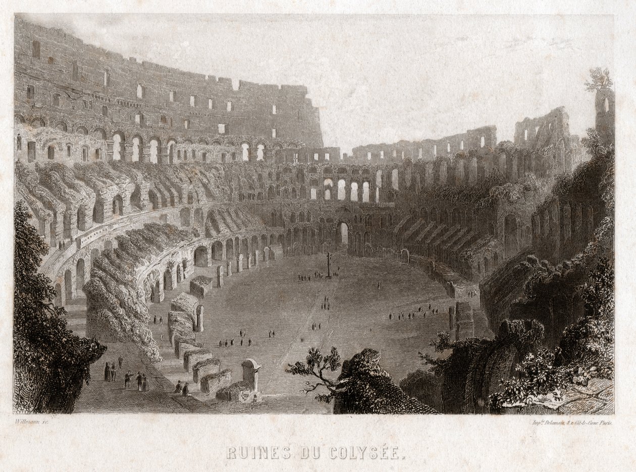 O Coliseu de Roma. (gravura, ca. 1840) de French School