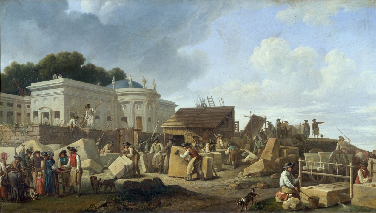 A construção do Hotel de Salm em 1786 (óleo sobre tela) de French School