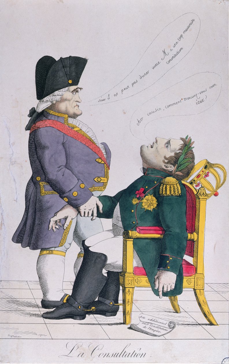 A Consulta, caricatura de Cambaceres (1753-1824) e Napoleão (1769-1821) c.1810-14 de French School