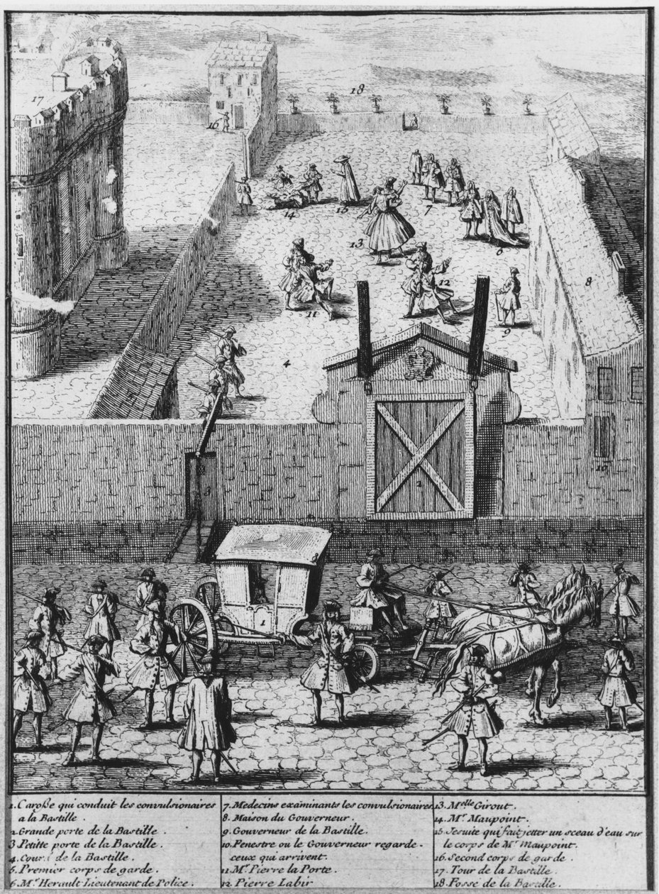Os convulsionários de Saint-Medard levados para a prisão de La Bastille, c.1730 de French School