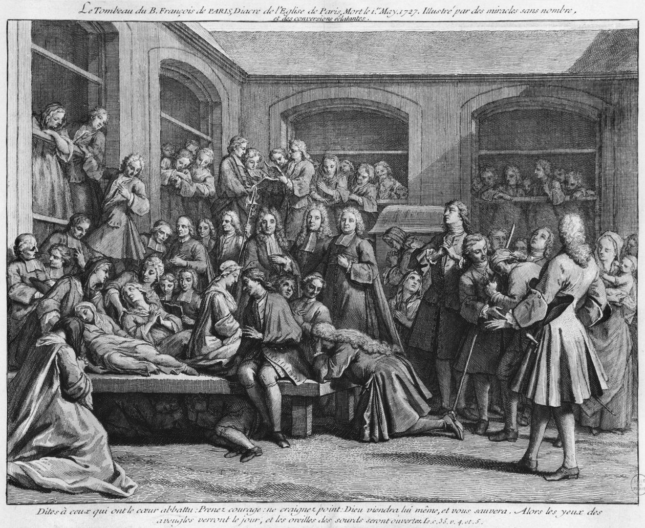 Os convulsionários do cemitério paroquial Saint-Medard em Paris, ilustração de La verite des milagres de M. de Paris ... por Louis Basile Carré de Montgeron (1686-1754) 1737 de French School