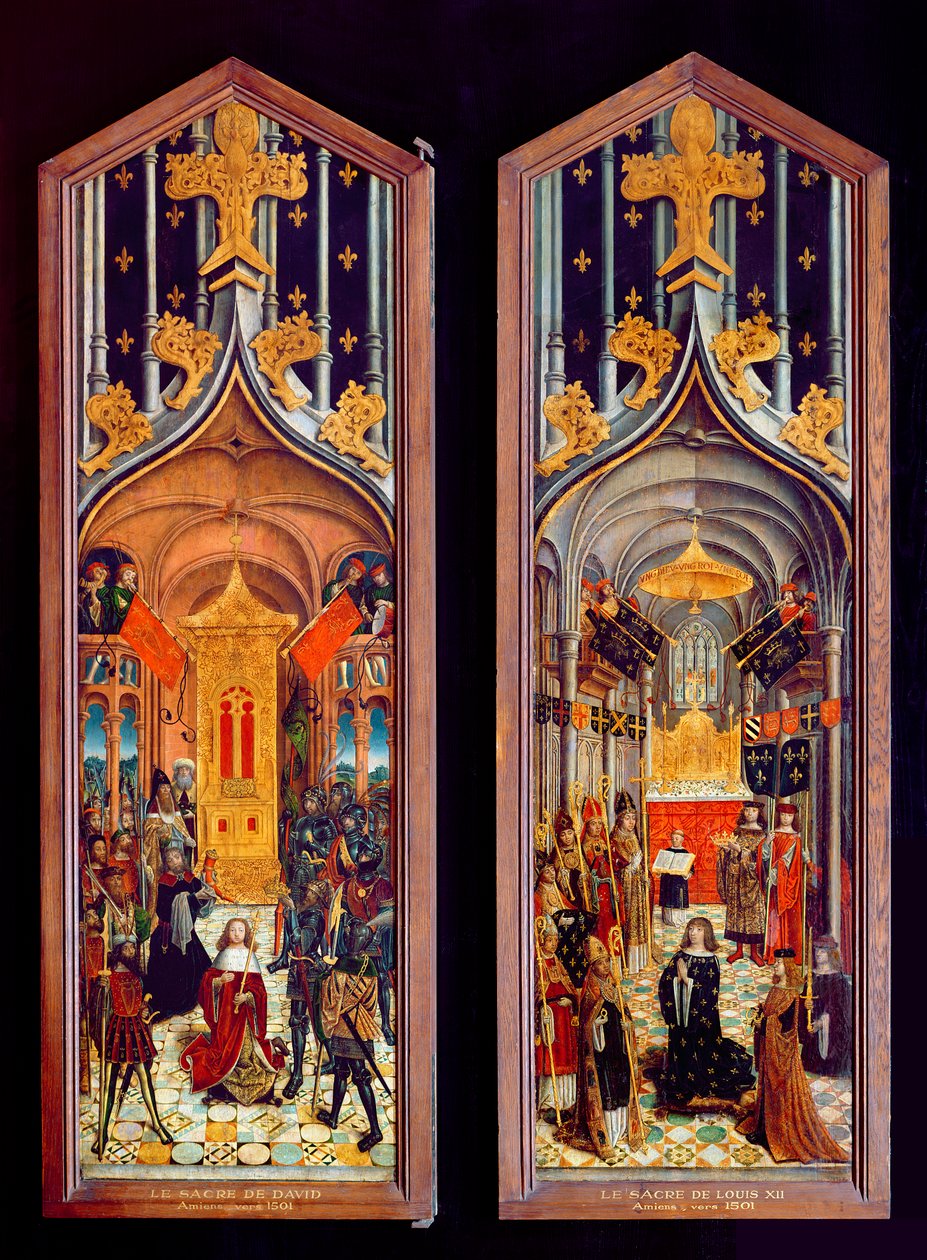 A coroação de Davi e Luís XII (1462-1515) 1501 de French School