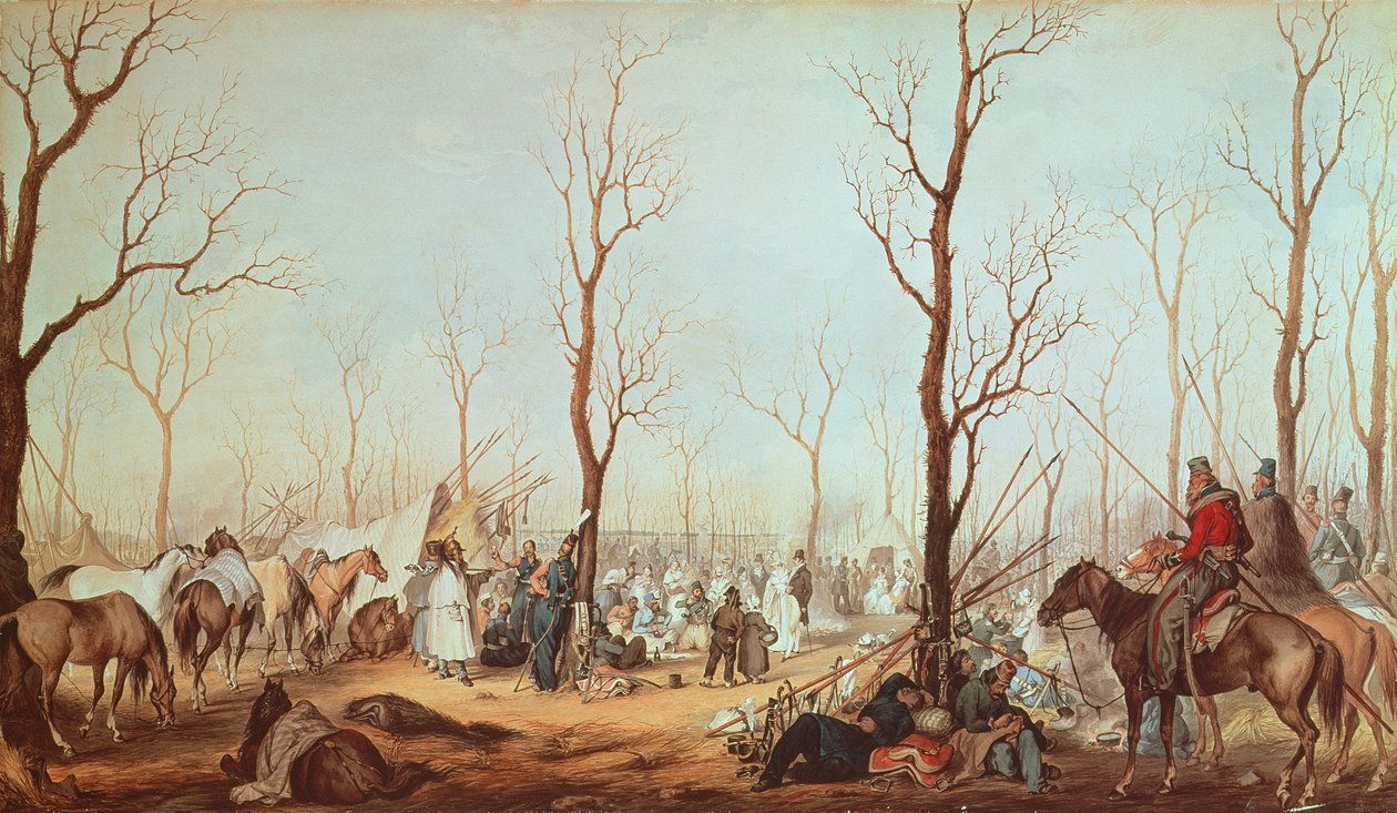 Os cossacos na Champs Elysees, 1815 (wc no papel) de French School