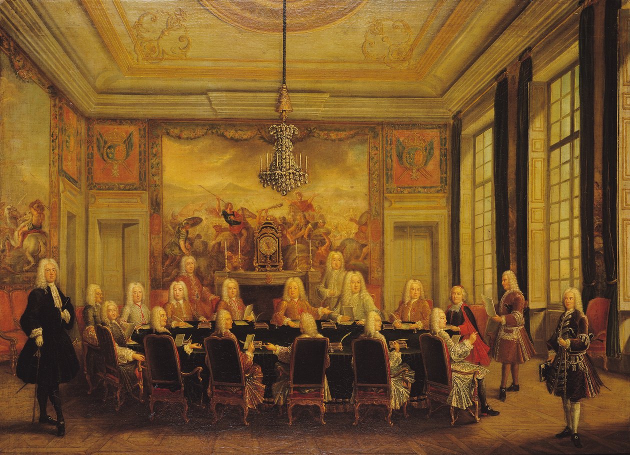 O Conselho de Regência da Minoria de Luís XV (1710-74) 16 de setembro de 1715 de French School