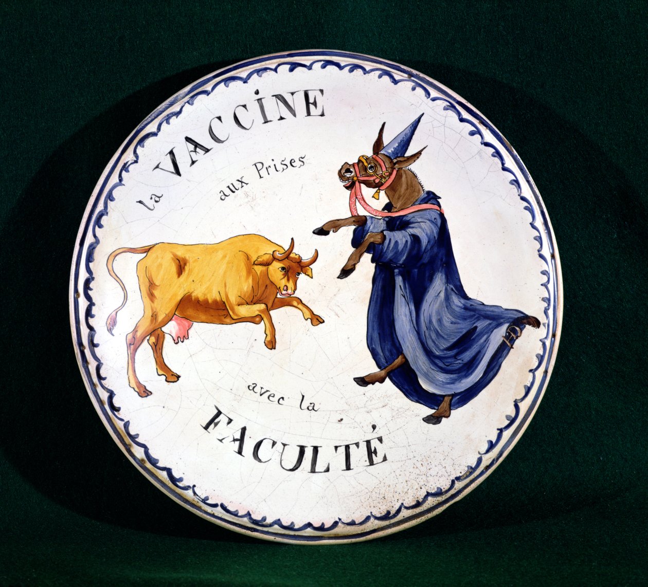 A varíola bovina batalhando com a profissão médica, c.1800 (cerâmica vidrada) de French School