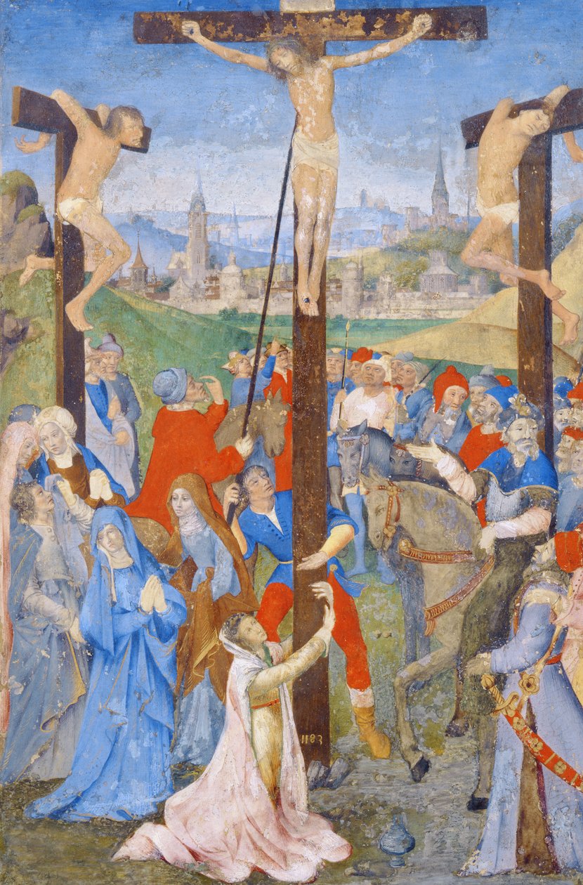 A crucificação, de um missal de French School