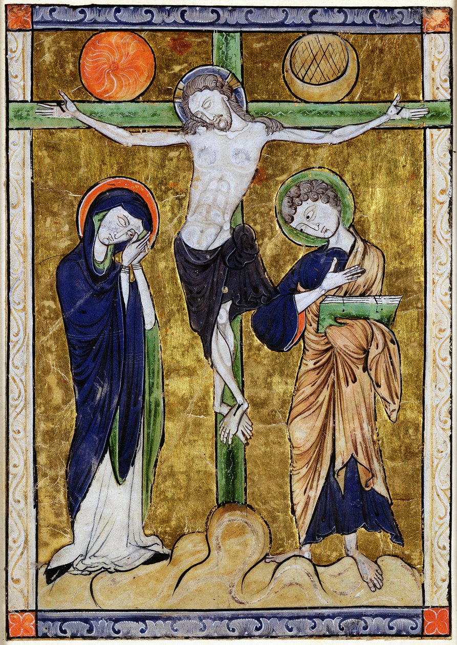 A Crucificação, de um Psalter, c.1215 de French School