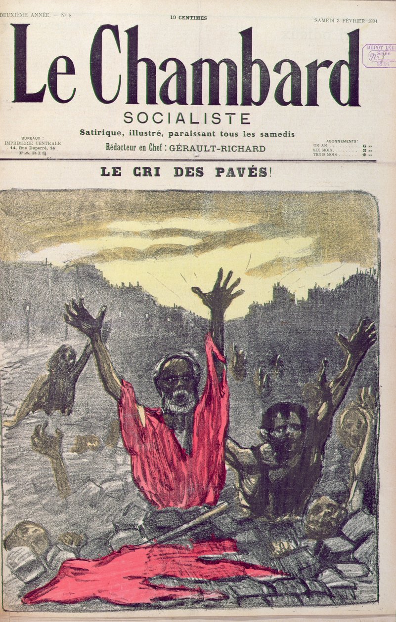 O Grito dos Pobres, capa da revista Le Chambard Socialiste, 3 de fevereiro de 1894 de French School