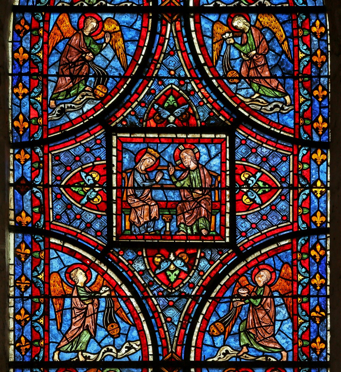 A Morte e Glorificação da Virgem Maria janela - seção superior de French School