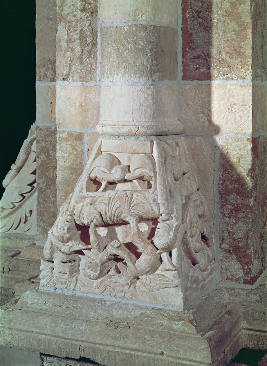 A morte de Lázaro e o homem rico, de uma capital na nave, c.1150 de French School