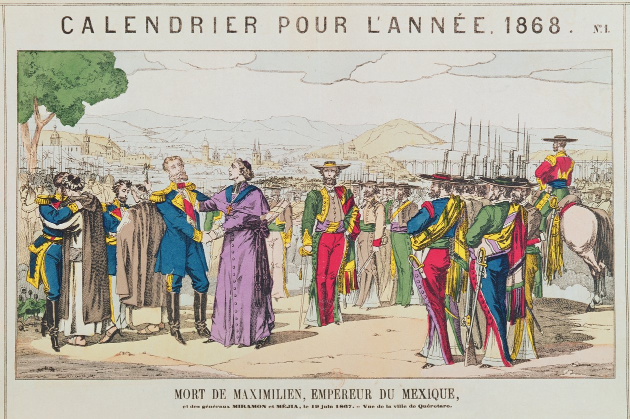 A morte de Maximiliano, Imperador do México, 19 de junho de 1867 de French School