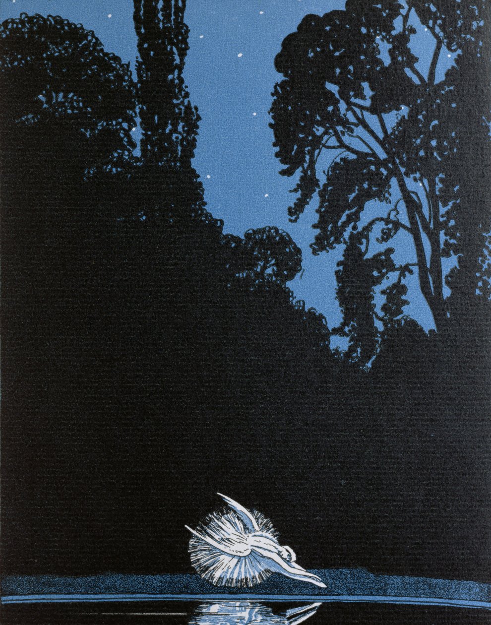 A morte do cisne, ilustração para La Gazette du Bon Ton inspirado por Tchaikovskys ballet O Lago dos Cisnes, 1924 de French School