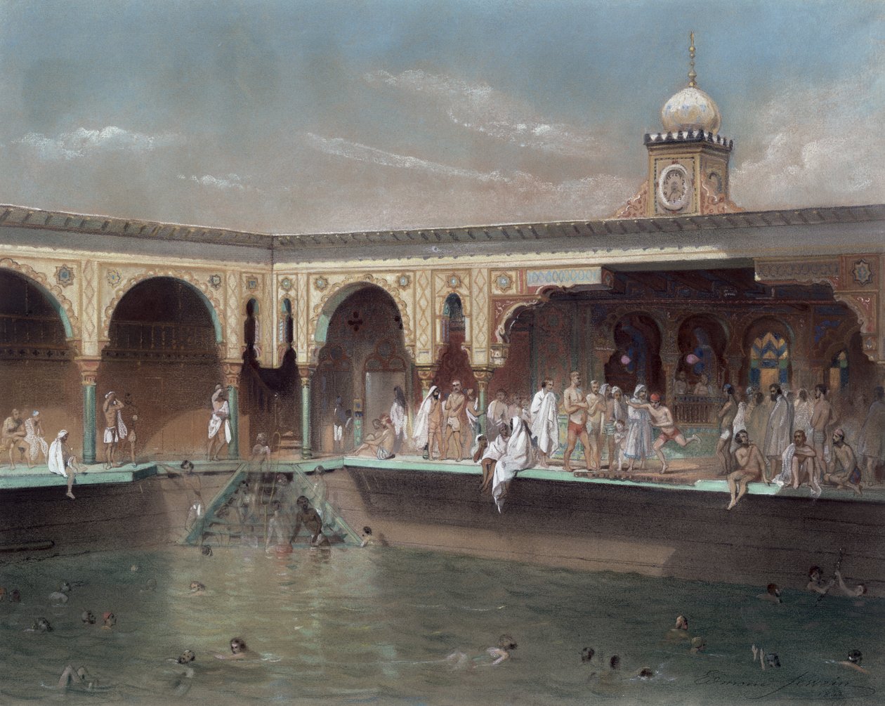 The Deligny Baths, Paris, 1842 (wc no papel) de French School