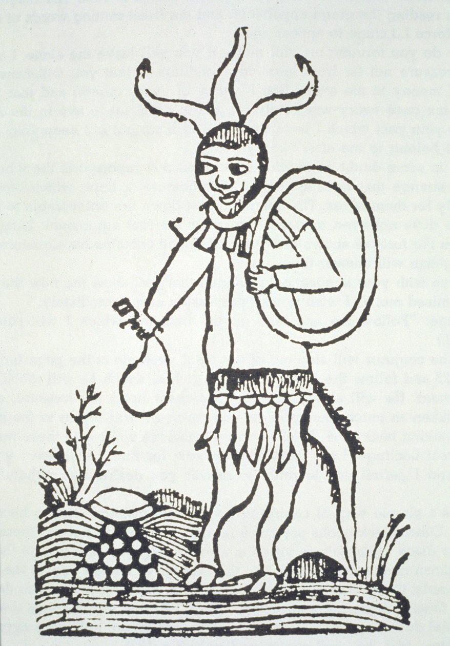 O Diabo apontando Tesouros Escondidos, cópia de uma ilustração de Le Veritable Dragon Rouge, 2ª versão, Lille 1521, usada em uma História da Magia, publicada no final do século XIX de French School