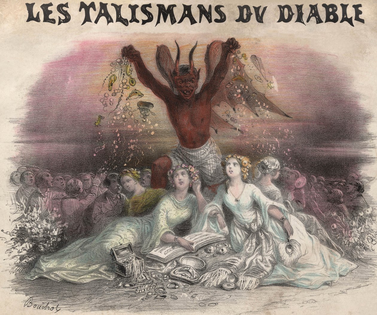 Os Talismãs do Diabo, canção para a quadrilha. Litografia de French School