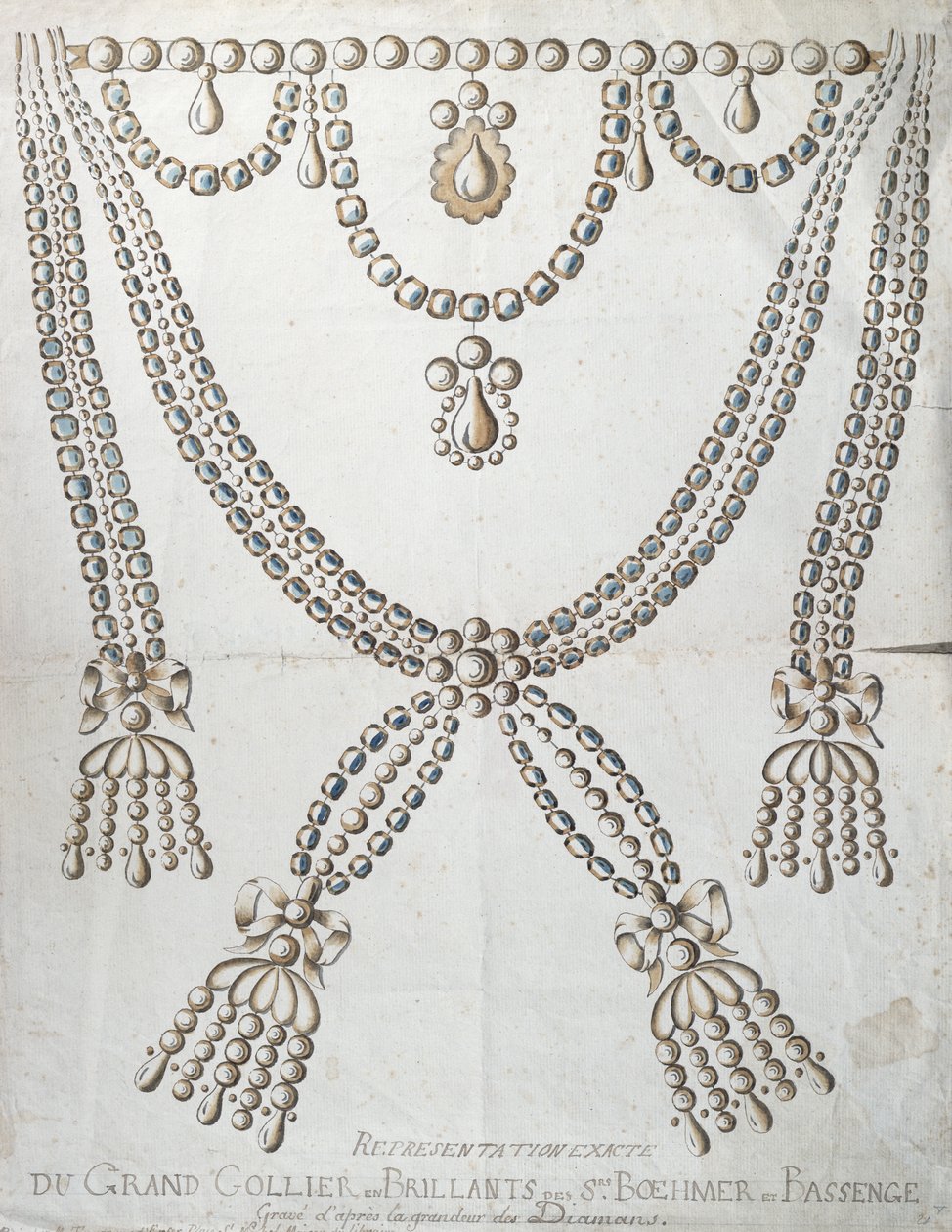 O Colar de Diamantes envolvido no Caso do Collier de la Reine, c.1785 de French School