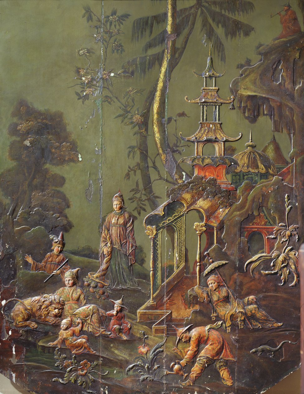 "The Earth", detalhe do Grand Cabinet Chinois do Hotel Richelieu, place des Vosges, c.1728-31 de French School