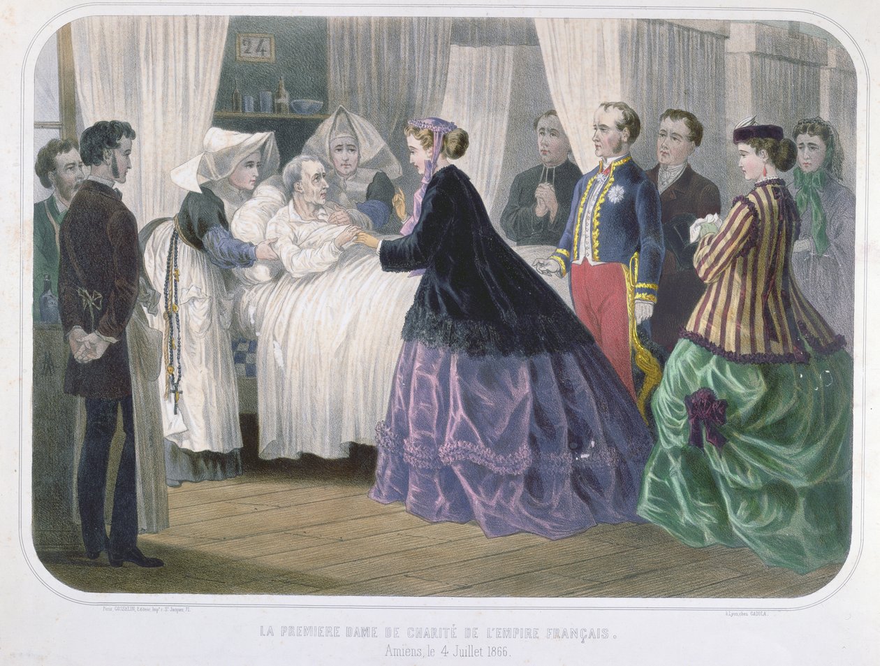 A Imperatriz Eugenie (1829-1920) visitando as vítimas do cólera em Amiens no dia 4 de julho de 1866, c.1866-70 de French School