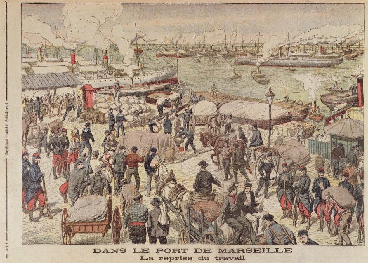 O fim da greve em Marselha, ilustração do Le Petit Journal, 23 de outubro de 1904 de French School