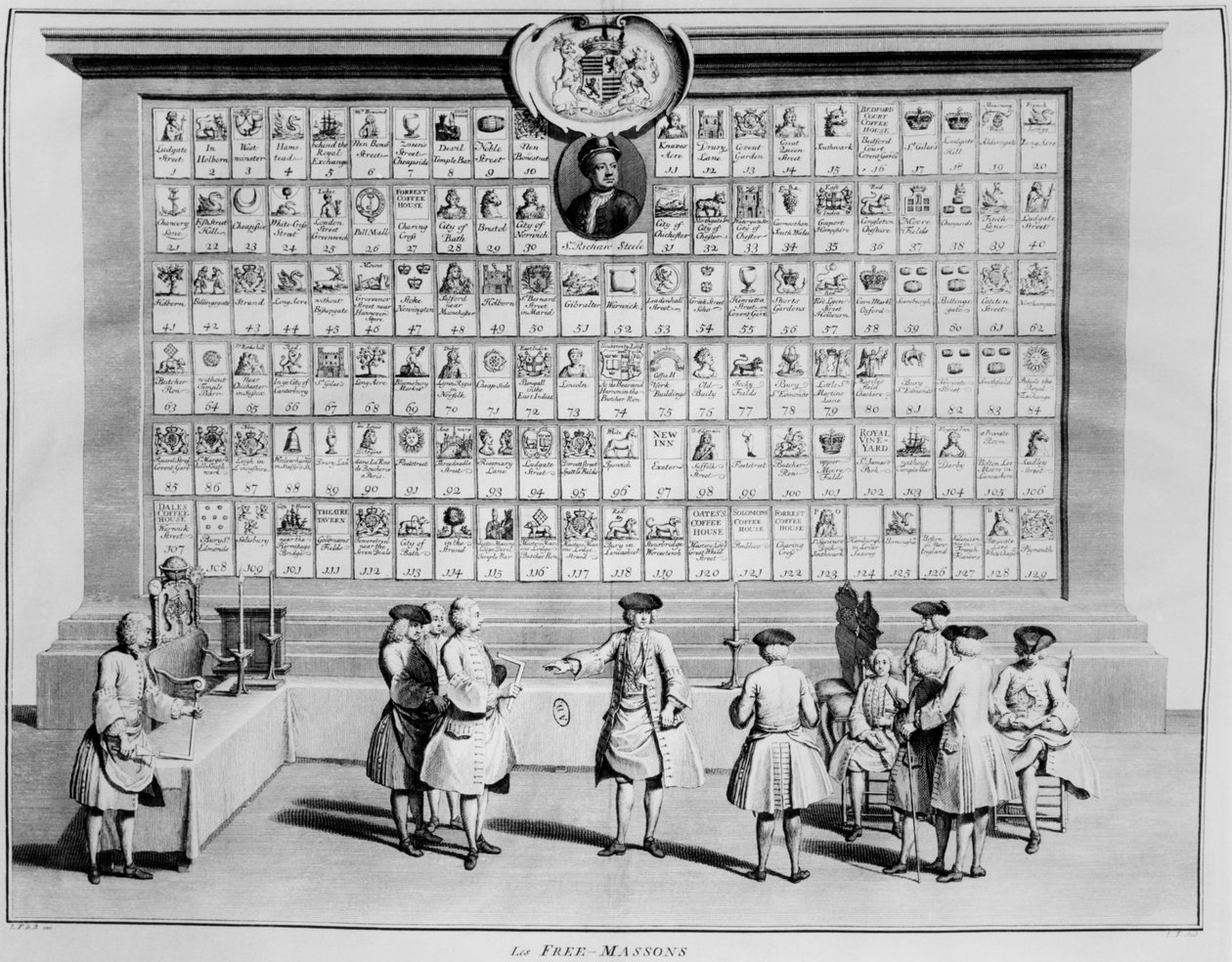As lojas maçônicas inglesas, c.1730 de French School