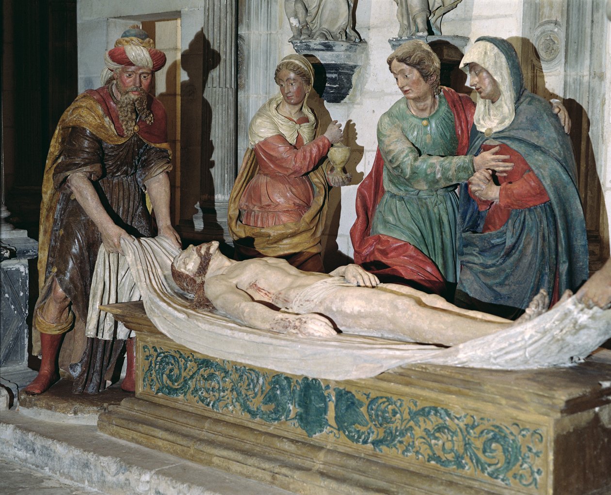O Entombment (madeira policromada) de French School