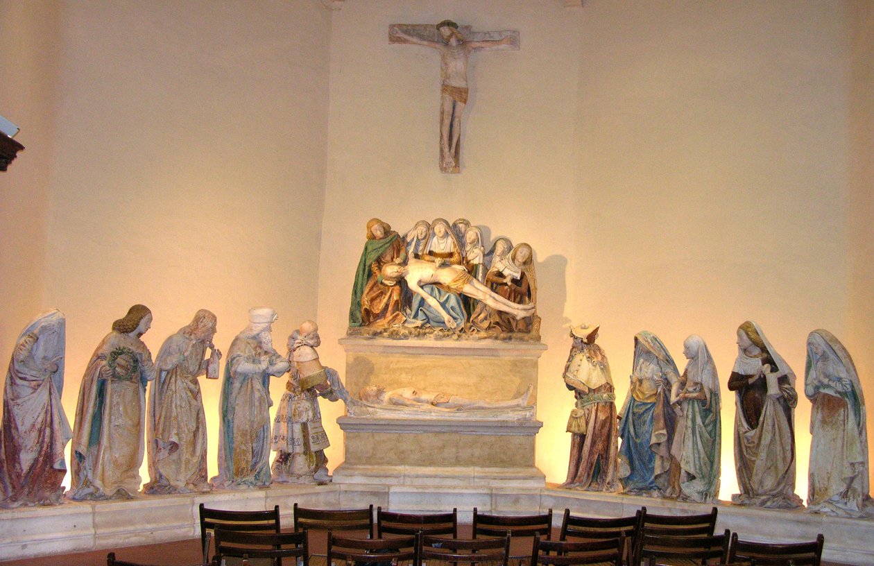 O Entombment, 1490 (pedra pintada) de French School