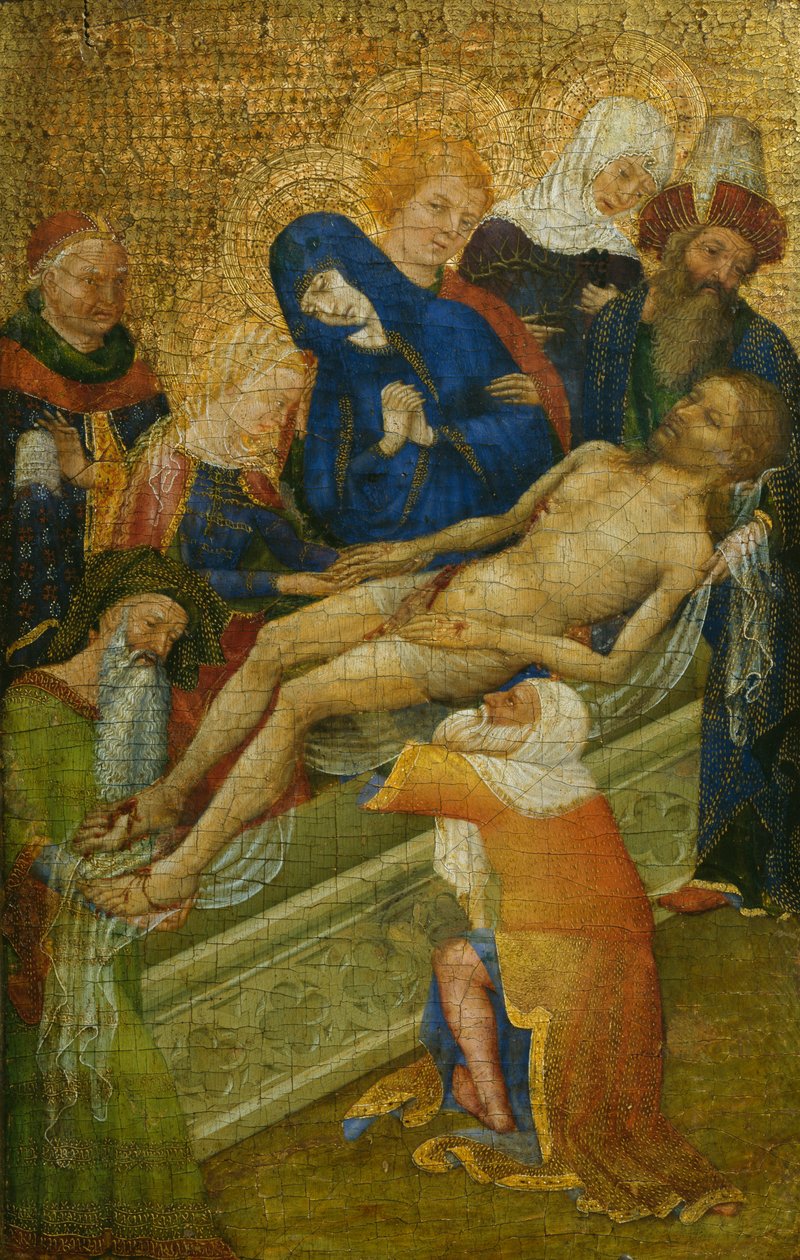 O Entombment de Christ, c.1410-15 (pintura no painel de madeira) de French School