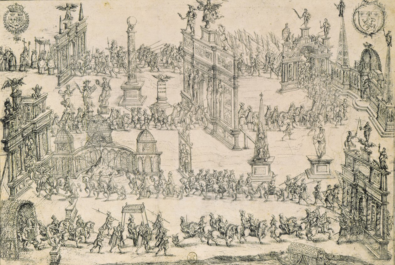A entrada de Henri IV (1553-1610) em Lyon, 4 de setembro de 1595 de French School