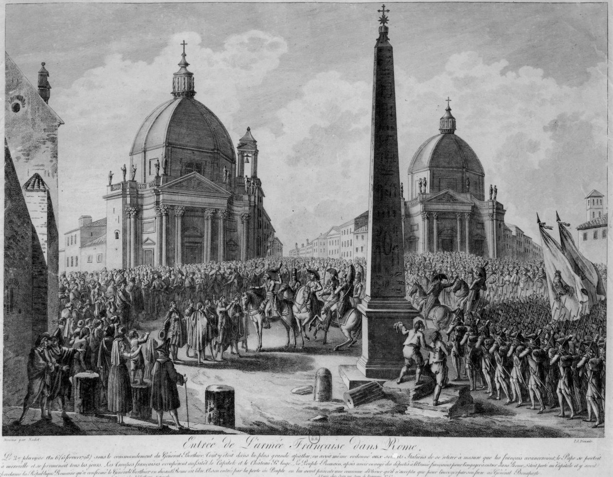 A entrada do exército francês em Roma, liderada pelo marechal Berthier, em 15 de fevereiro de 1798 de French School