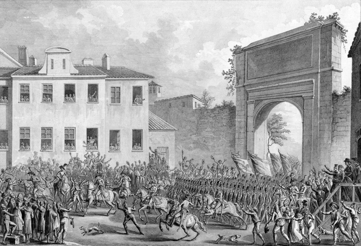 A entrada dos franceses em Milão, 25 Floreal An IV (14 de Maio de 1796) - Campanha Italiana (1796-1797) - Tropas francesas entraram em Milão 14 de Maio de 1796 de French School