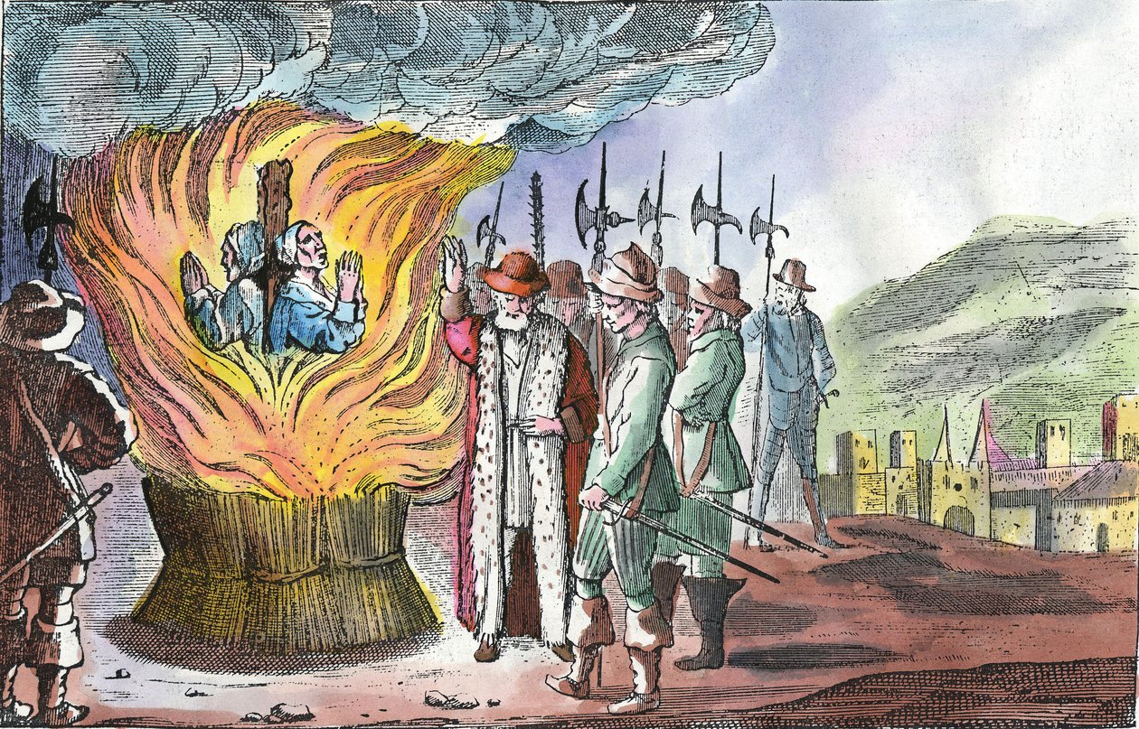 A execução de mulheres valdenses durante a Páscoa do Piemonte de 1655 de French School
