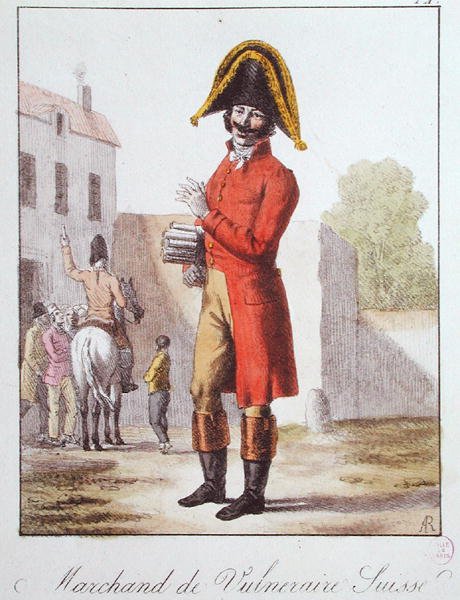 The Faltrank Seller, c.1830-40 (gravação a cores) de French School