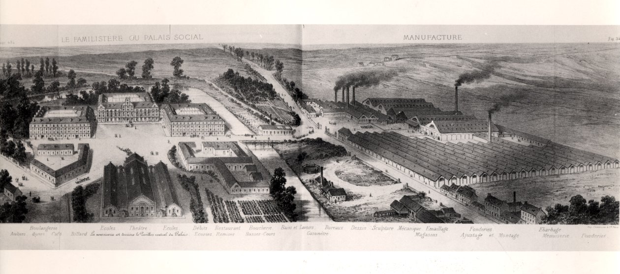 A Familistery of Guise, da Solutions Sociales de Jean-Baptiste Andre Godin (1817-1888), Paris, 1871 de French School