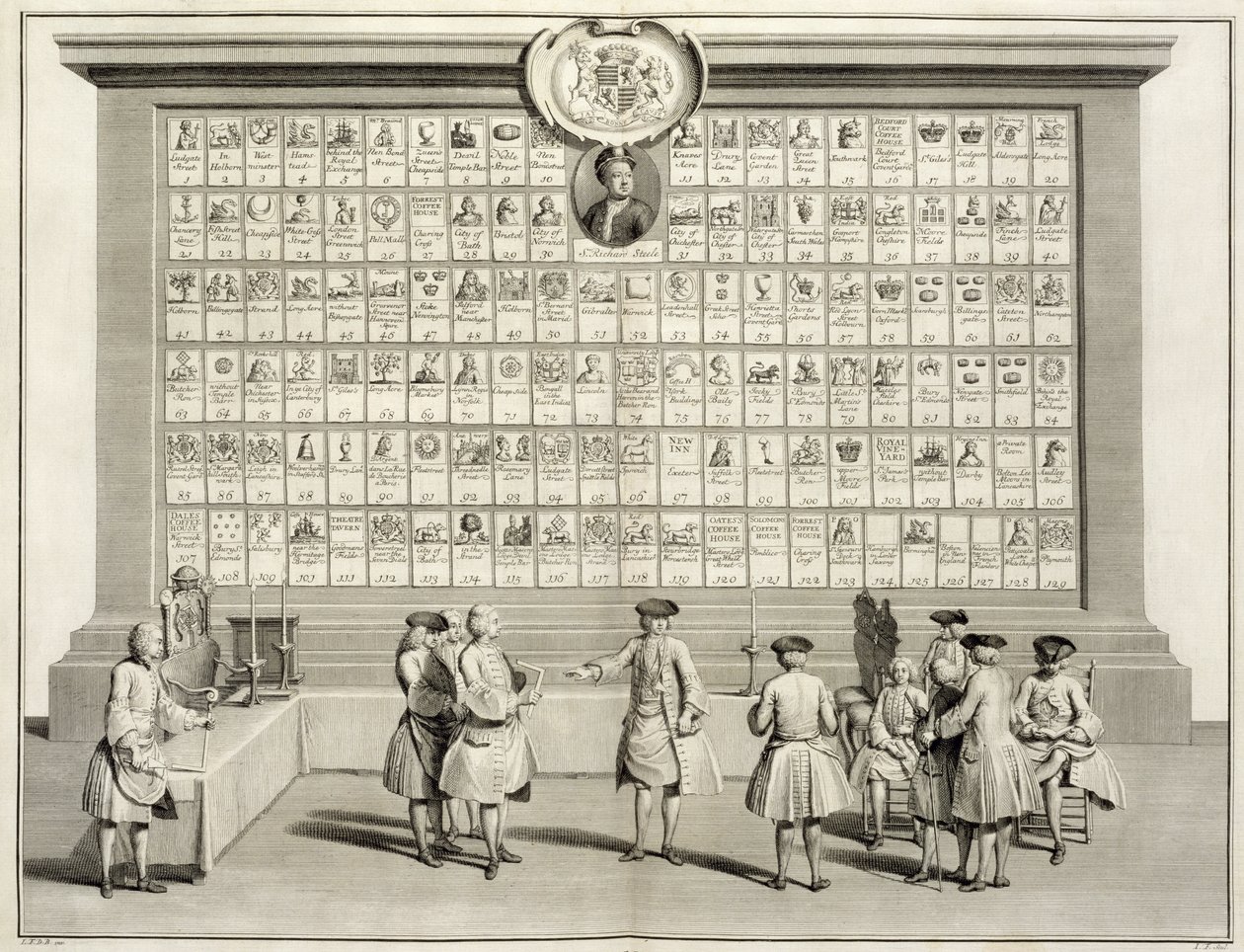 Os maçons livres, com sinais para as várias lojas, das cerimônias da religião e do costume, c.1733 de French School