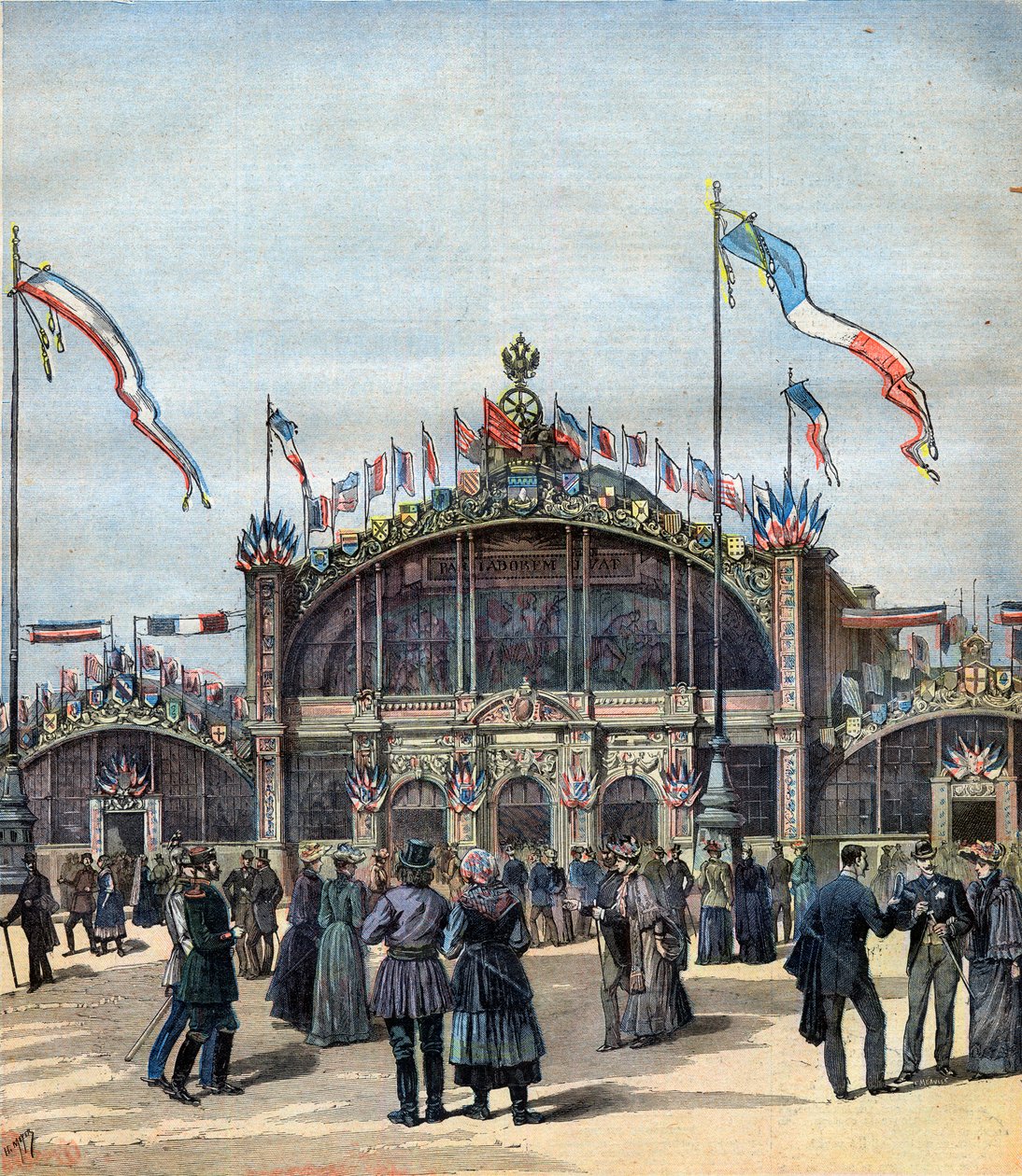 A Exposição Francesa em Moscou (maio-outubro de 1892) Vista da fachada. Ilustração para o Jornal Le Petit de French School