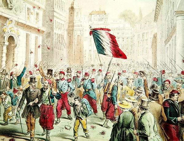 Os franceses entrando em Gênova em 1859 (gravura colorida) de French School
