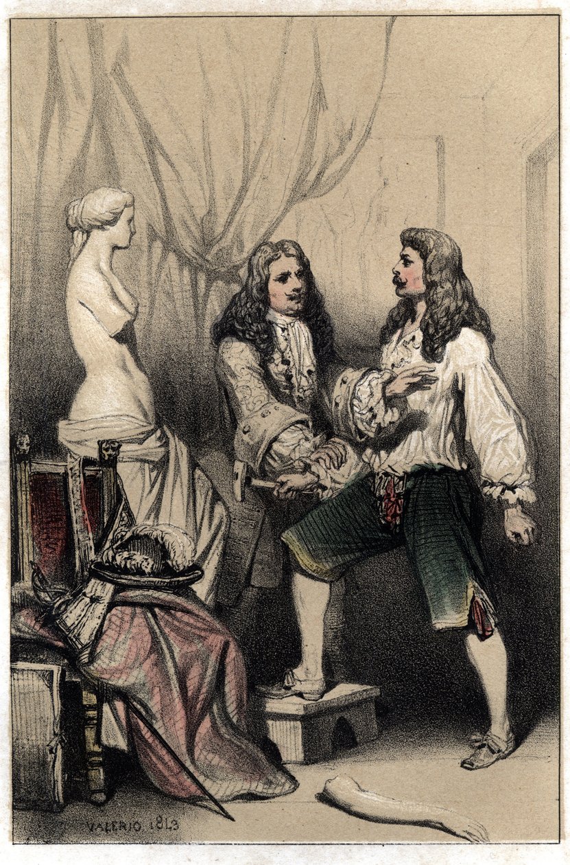 O escultor francês Pierre Puget (1620-1694), preso a quebrar a sua Vénus na sequência da proposta medíocre proposta pelo seu patrocinador Plate retirada da gravura "Scenes de la vie d