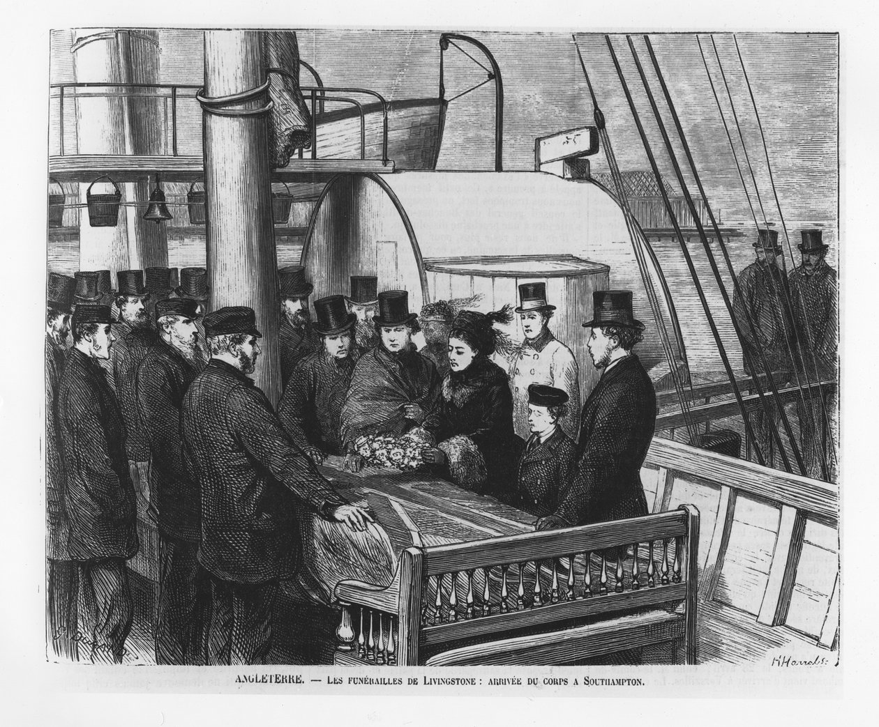 O Funeral de David Livingstone: Chegada de seu cadáver em Southampton de French School