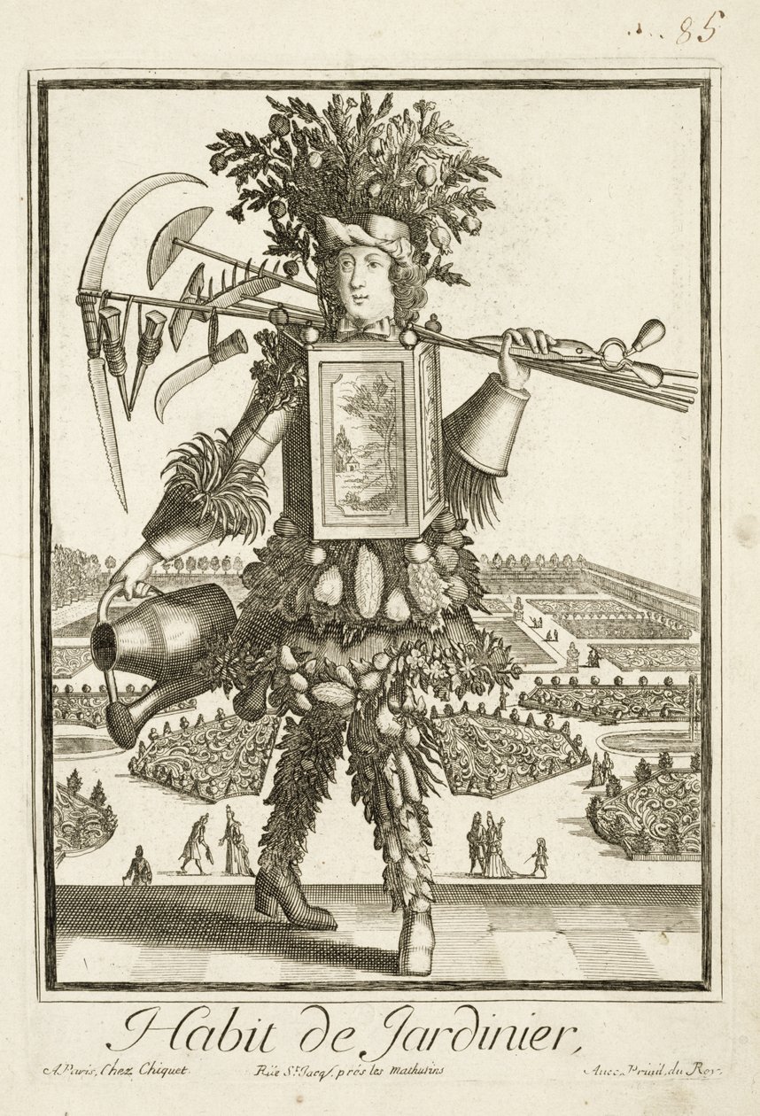 O traje de jardineiro, ilustração do Dictionnaire des Sciences por Denis Diderot (1713-84) publicado c.1770 de French School