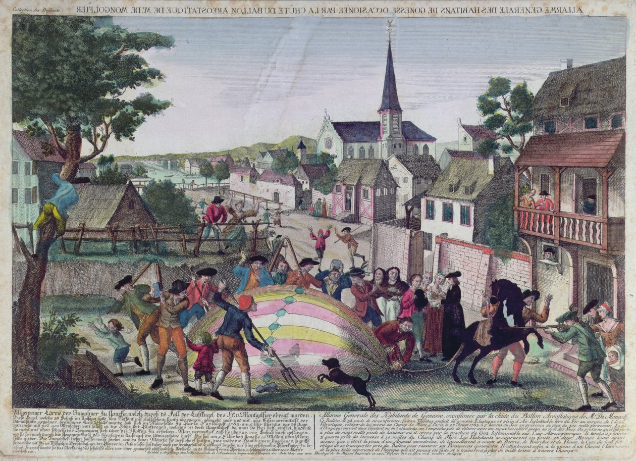 O Alarme Geral dos Habitantes de Gonesse Causado pela Descida de um Balão, 27 de agosto de 1783 de French School