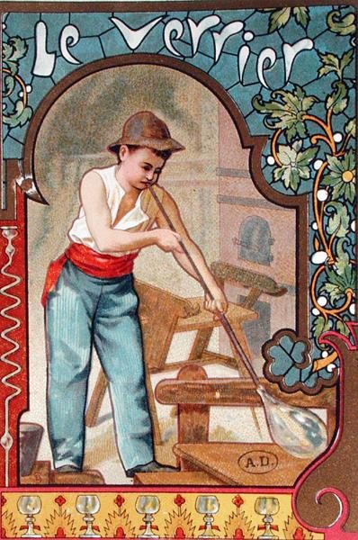 The Glassblower, c.1899 (cor litho) de French School