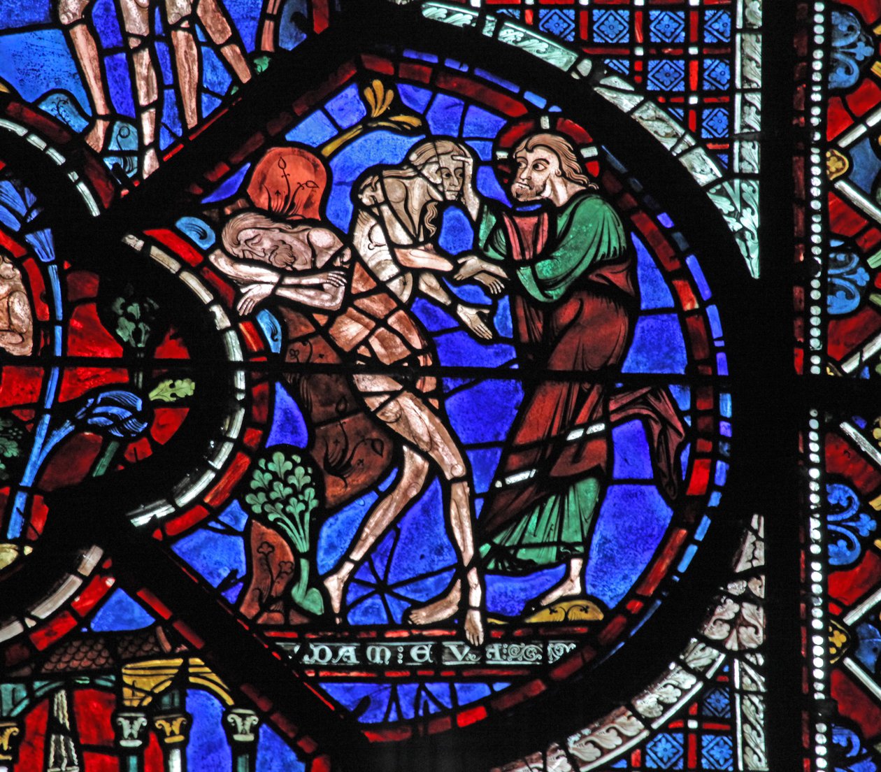 A janela do Bom Samaritano: Deus cria a mulher da costela do adão adormecido (w44) de French School
